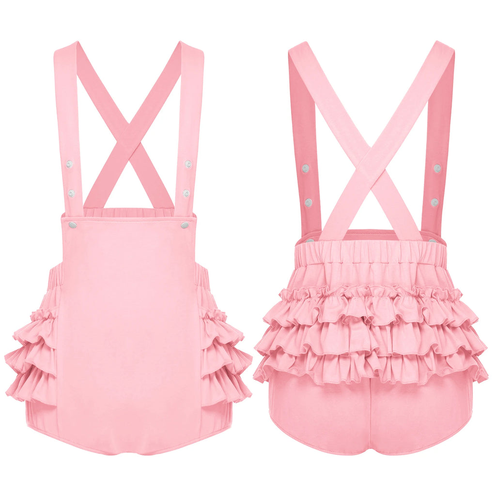 Cute Ruffle Suspender ABDL Romper Shorts