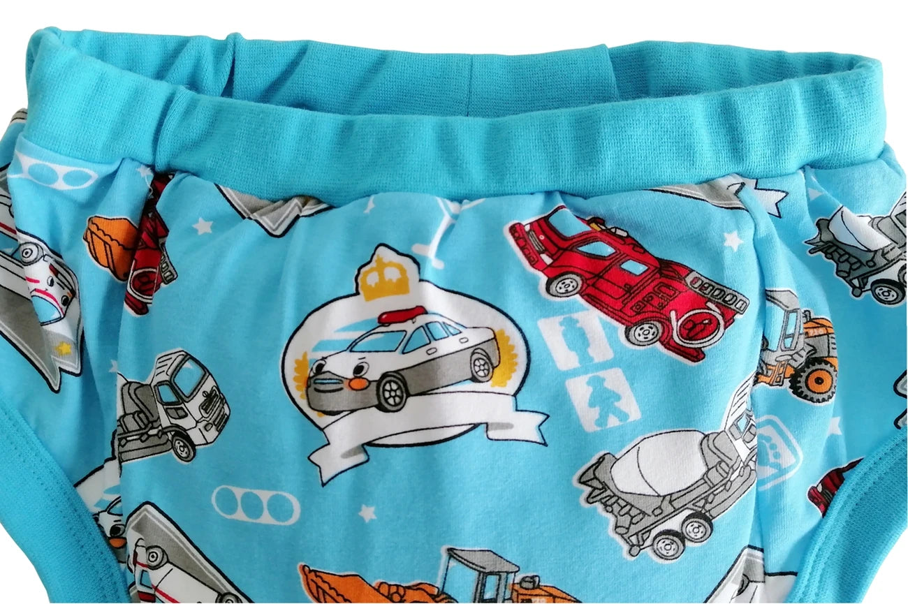 ABDL Cartoon Vehicle Training Pants – 2-Layer Padded Cotton Briefs