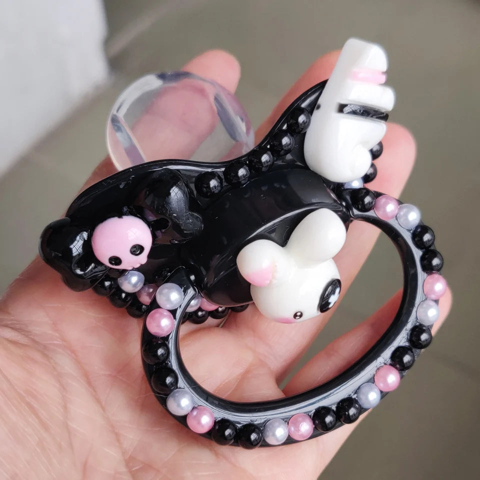 Goth Bunny Silicone Pacifier: Handmade ABDL Binky with Punk Skull & Pirate Vibes – Edgy Cute for Little Rebels!