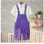 ABDL Bib Overalls – Candy Color Cargo Romper with Adjustable Suspenders (M–XXXL)