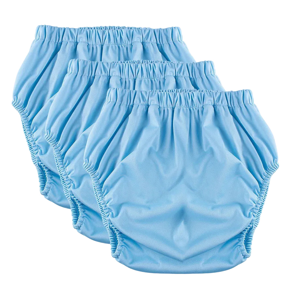 3-Pack Solid Color Waterproof Adult Diaper Covers – Reusable Leakproof Pants | White/Black/Purple/Blue/Gray