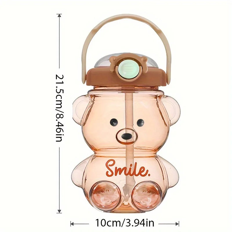 Little Space Cute Bear Water Bottle – 1000ml 2-in-1 Straw Bottle | BPA-Free | 3 Pastel Colors