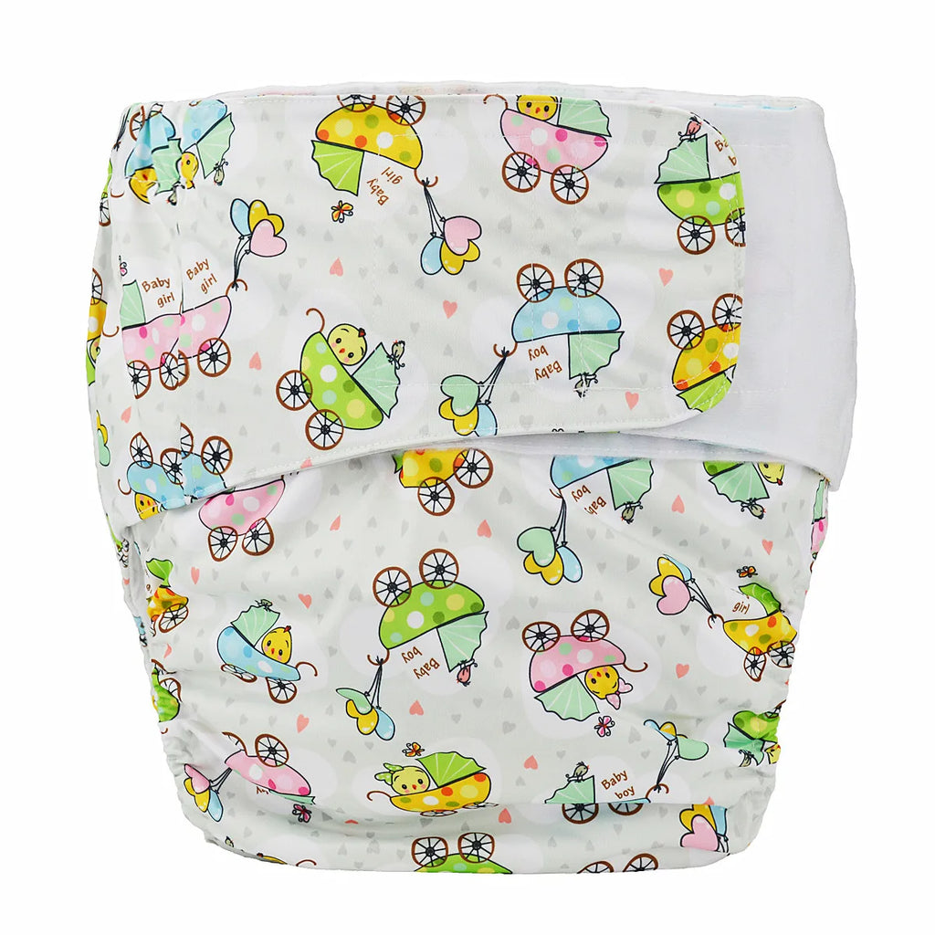 Premium Adult Cloth Diaper - Whimsical Baby Carriage for Your Little Side!