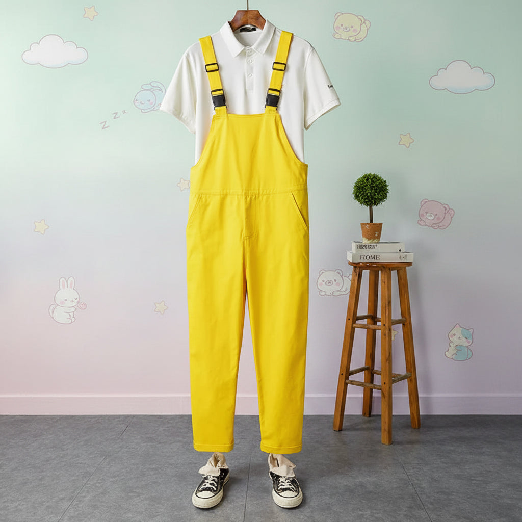 Little Space Sunshine Overalls — Diaper-Friendly ABDL Strap Pants (M–5XL)