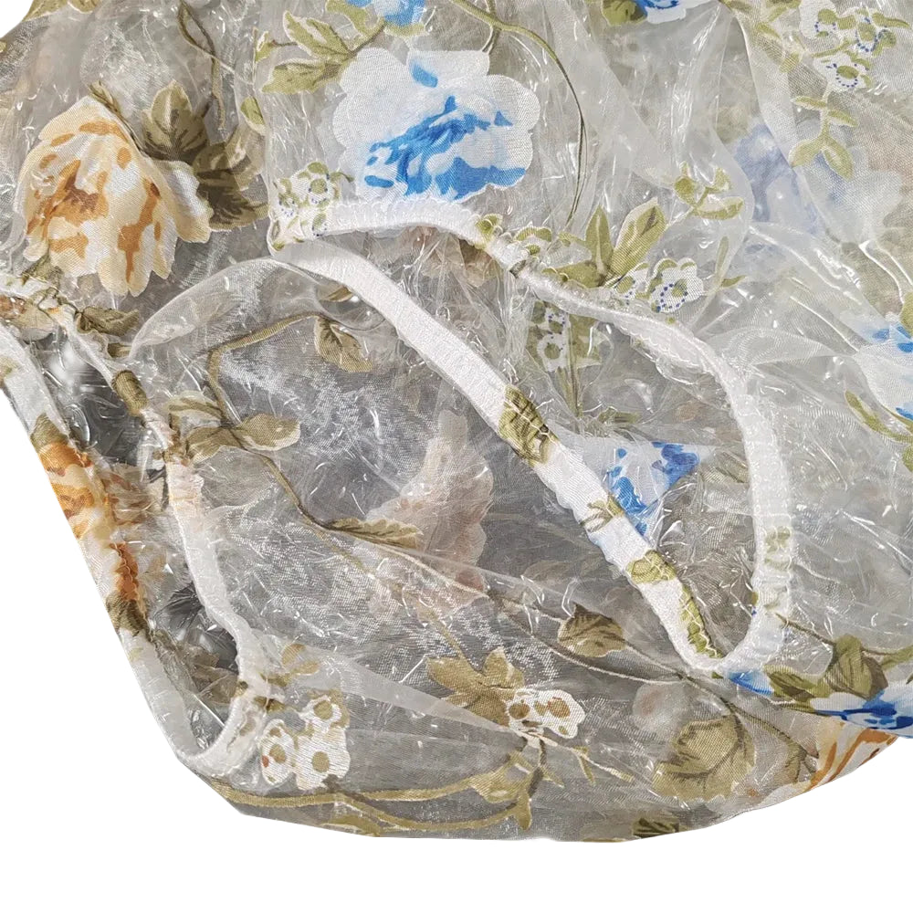 2pcs Transparent Floral Adult Diaper Cover – Clear PVC Leakproof Panties | High-Waist Unisex ABDL Pull-On Underpants