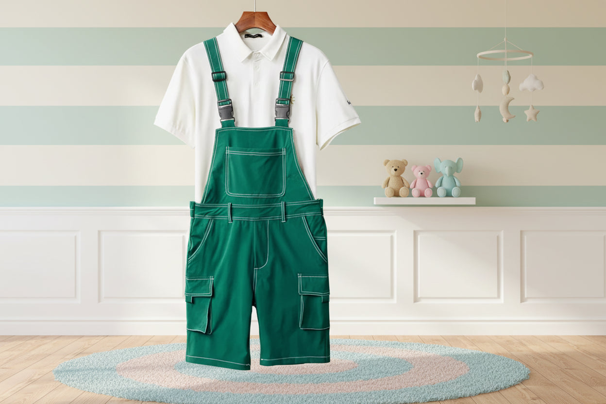 ABDL Bib Overalls – Candy Color Cargo Romper with Adjustable Suspenders (M–XXXL)