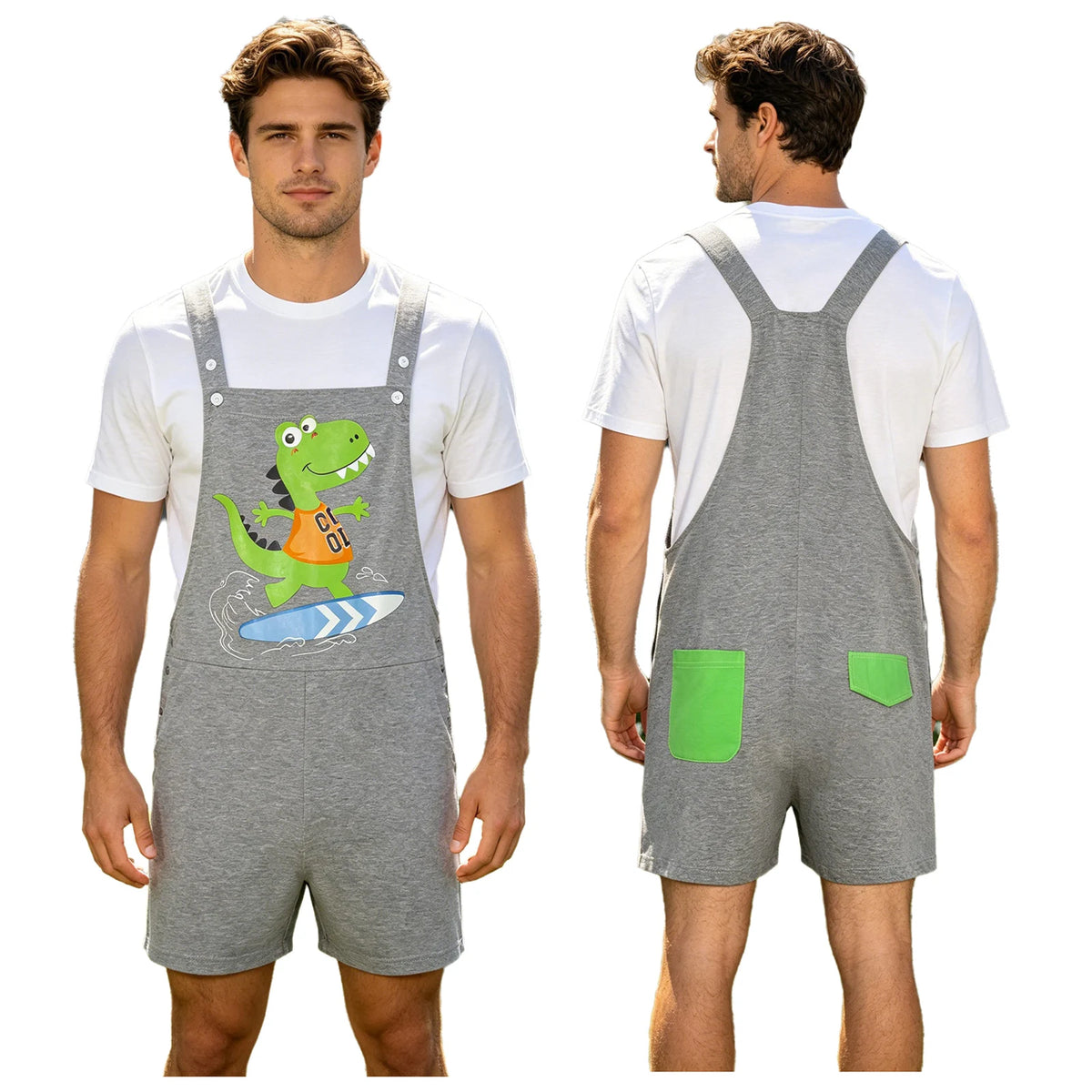 Dino Daze Overalls & Bodysuit — Adult Dinosaur Print Pajamas | ABDL Comforts