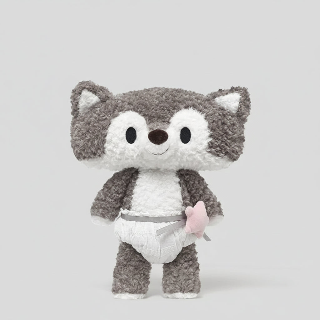 Diapered Animal Plushies — Little Space Stuffies (Koala, Fox, Raccoon, Wolf & Croc)
