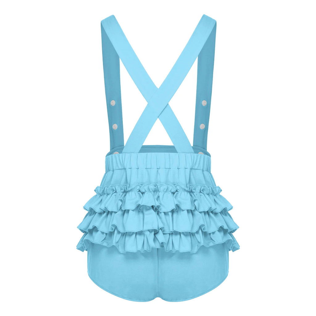 Cute Ruffle Suspender ABDL Romper Shorts