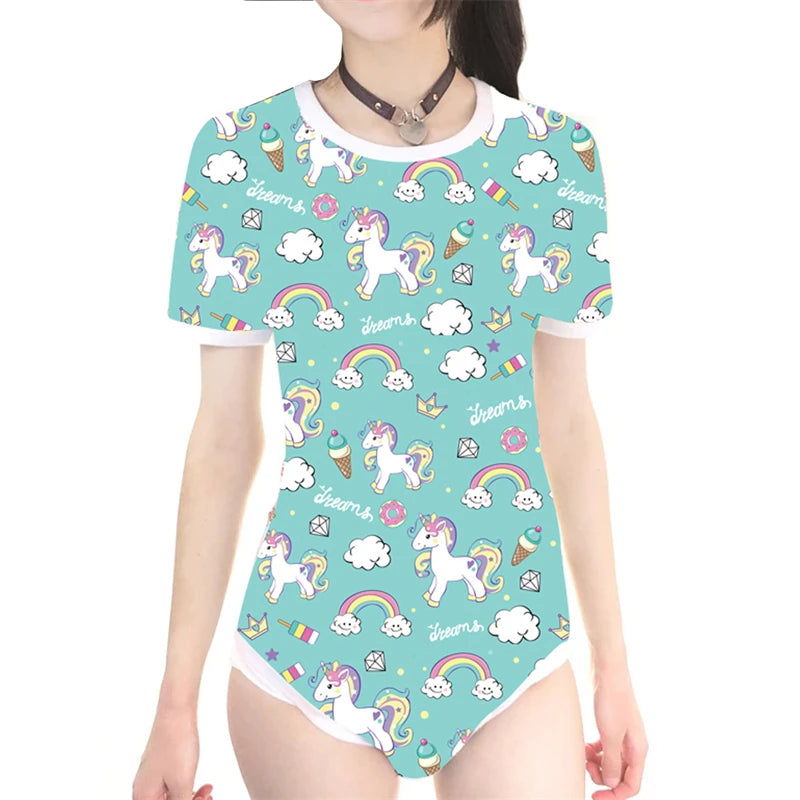 ABDL Lockable Adult Onesie – Cotton Bodysuit | Pink & Blue