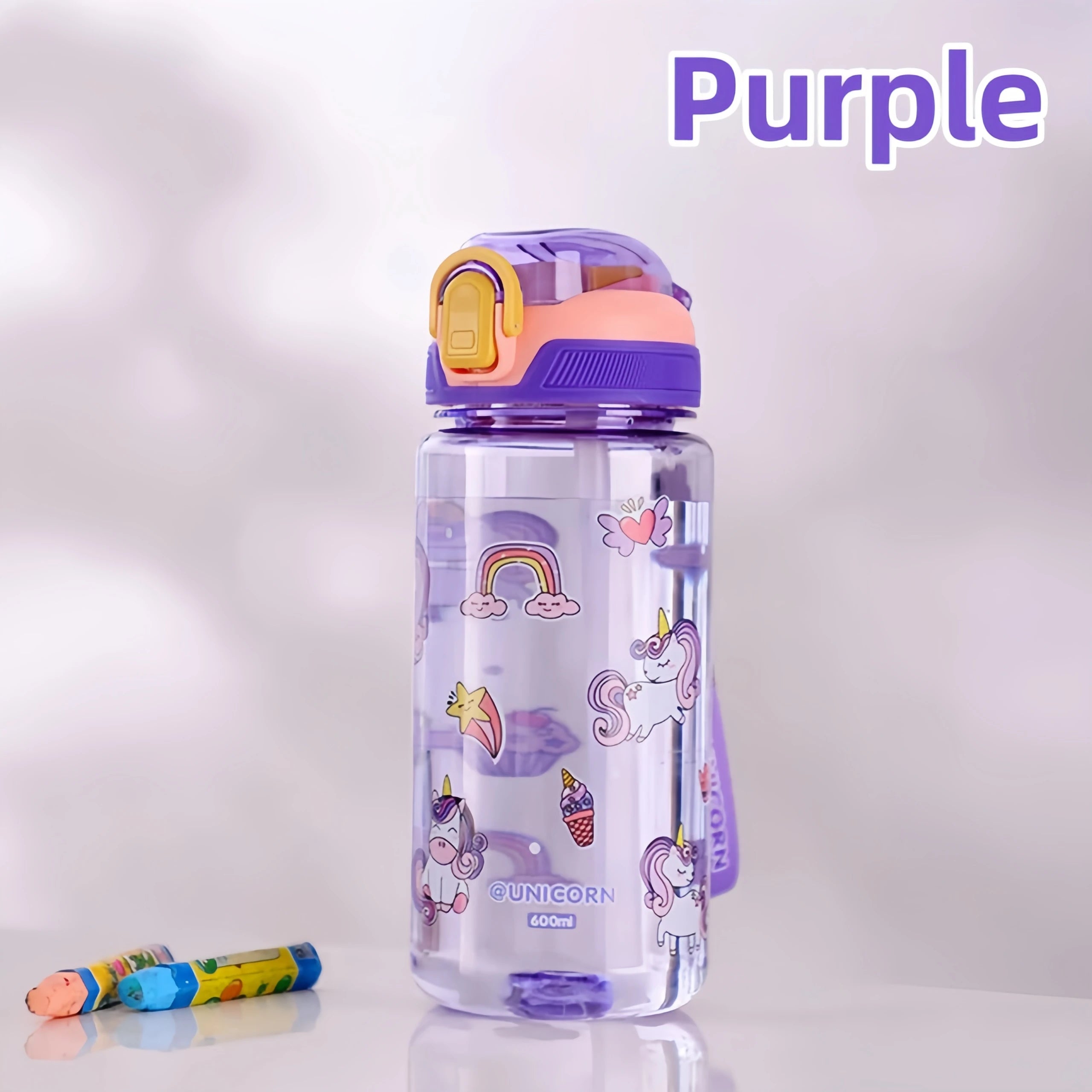 Little Space Cartoon Sippy Cup – 600ml BPA-Free Straw Water Bottle | 4 Colors