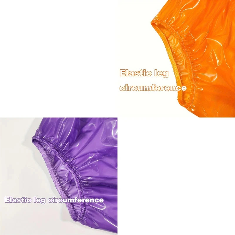 ABDL Plastic Pants 2-Pack – Clear High Waist PVC Diaper Cover | Purple & Orange | Sizes M–XXXL