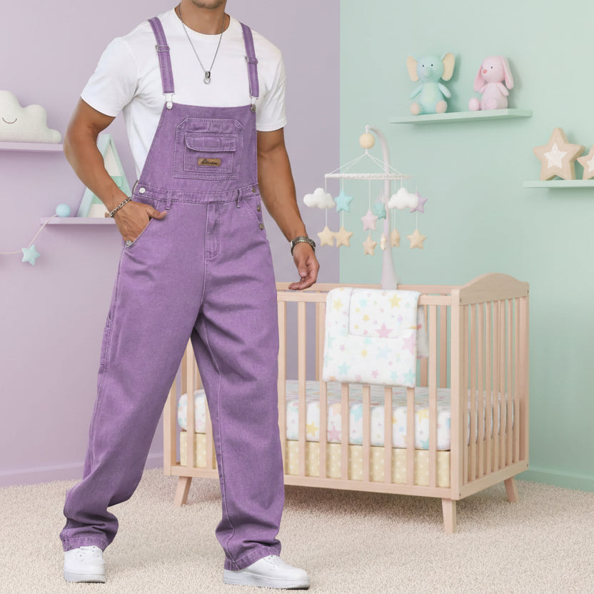 Purple Denim Overalls for Littles – Loose Fit Suspender Pants | ABDL & Little Space