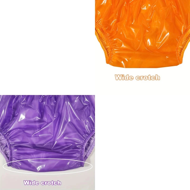 ABDL Plastic Pants 2-Pack – Clear High Waist PVC Diaper Cover | Purple & Orange | Sizes M–XXXL