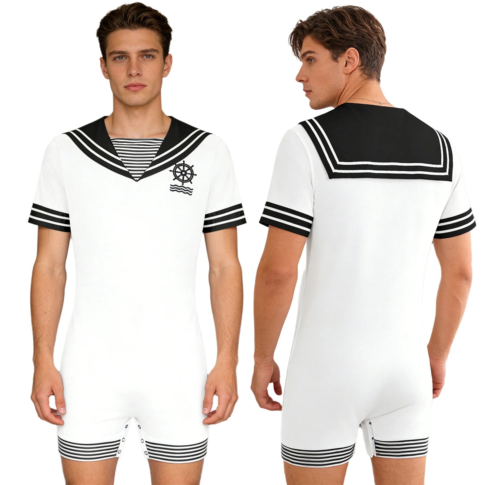 Sailor ABDL Onesie Bodysuit — Button Snap Crotch Little Space Pajamas (S–XXL)