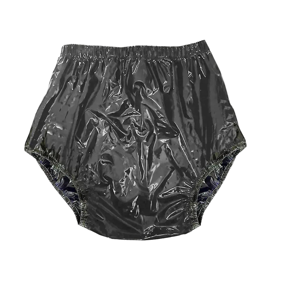 Black Opaque PVC Adult Diaper Cover – Reusable Leakproof Plastic Pants | Soft Waterproof Non-Transparent Pull-On Pants