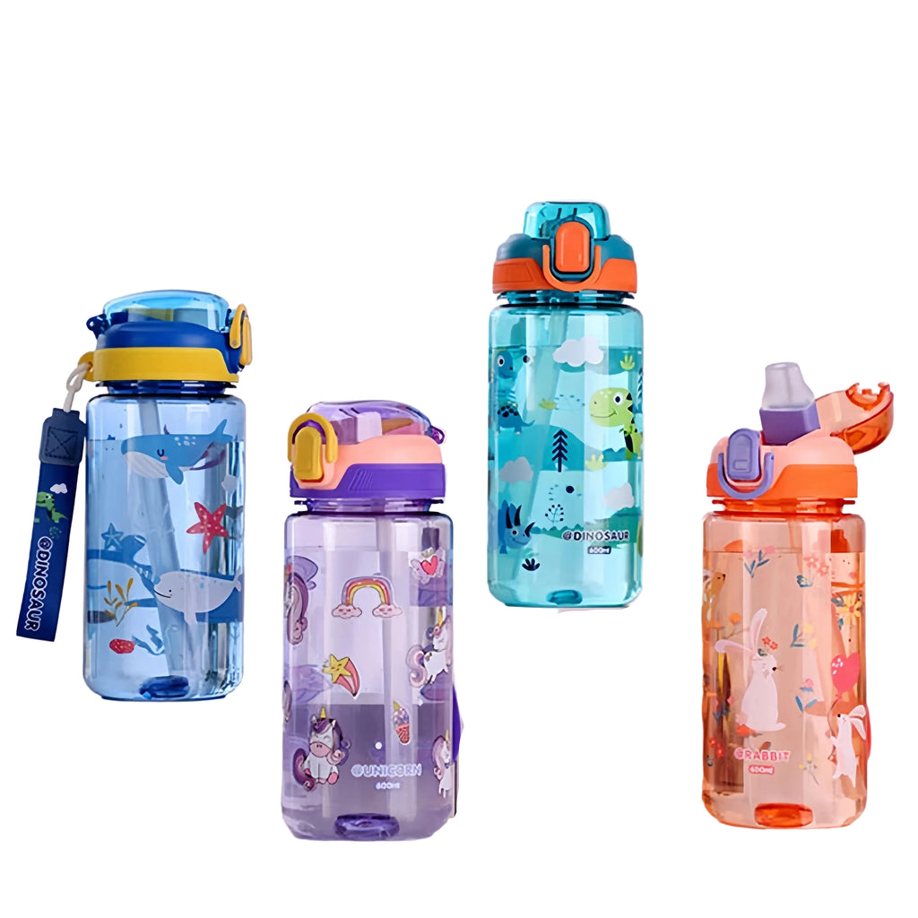 Little Space Cartoon Sippy Cup – 600ml BPA-Free Straw Water Bottle | 4 Colors