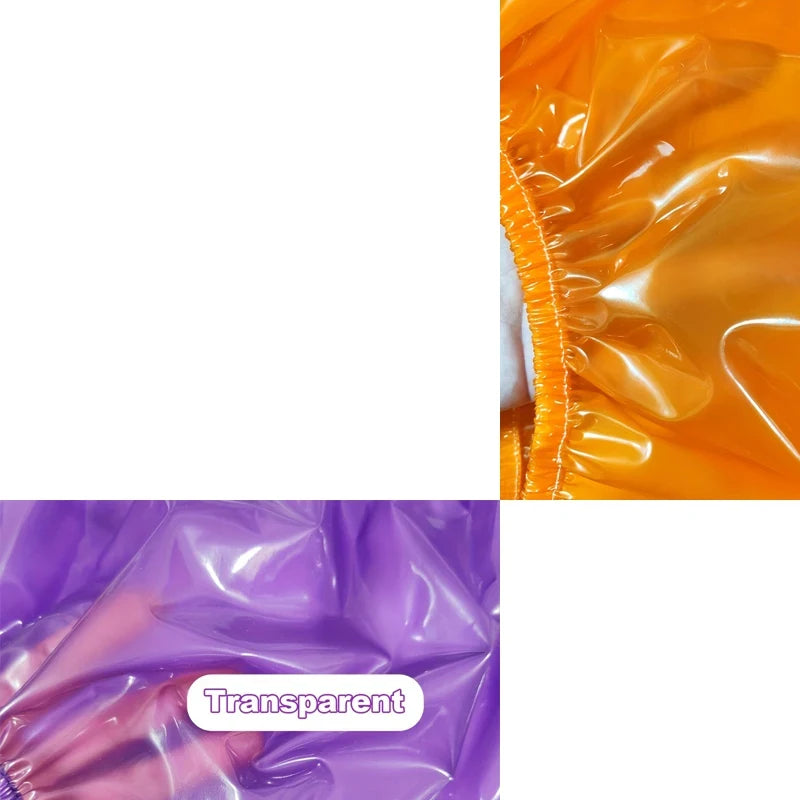 ABDL Plastic Pants 2-Pack – Clear High Waist PVC Diaper Cover | Purple & Orange | Sizes M–XXXL