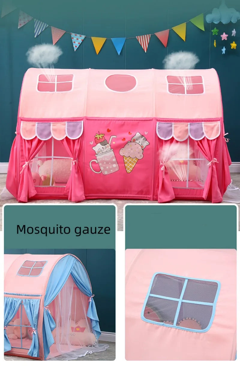 🏠 Cozy Critter Playhouse Tent – Foldable Bed Tent