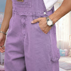 Purple Denim Overalls for Littles – Loose Fit Suspender Pants | ABDL & Little Space