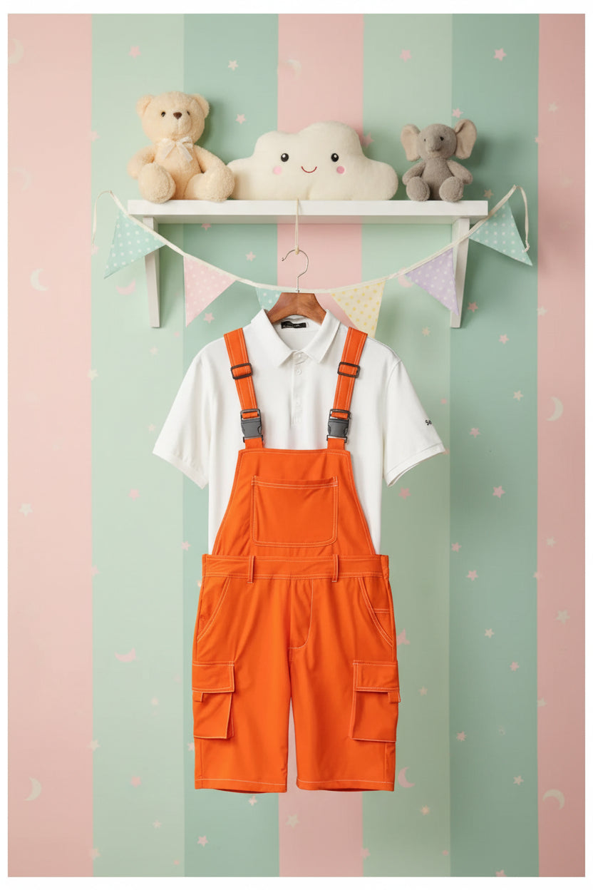 ABDL Bib Overalls – Candy Color Cargo Romper with Adjustable Suspenders (M–XXXL)