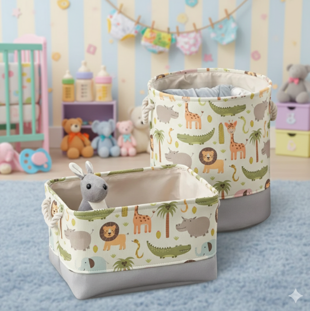 🧺 Nursery Critter Storage Basket – Lion & Animal World