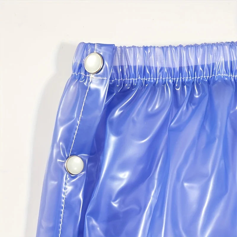 Blue Snap-On PVC Plastic Pants – Adorable High-Waist ABDL Diaper Cover with Side Snaps | Soft Waterproof Pull-On Nappies