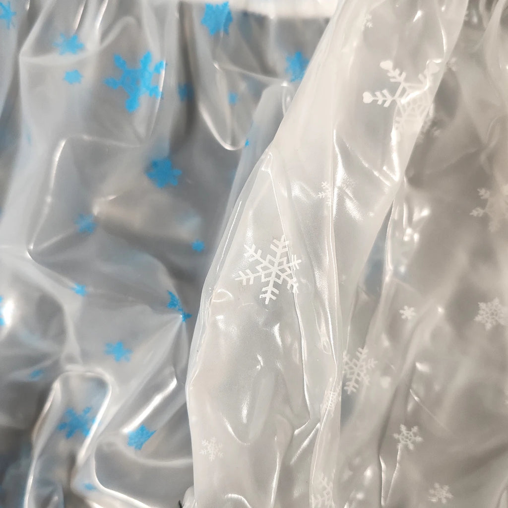 2pcs Snowflake Transparent PVC Adult Diaper Covers – Blue Snowflake Print Leakproof Plastic Pants | ABDL Waterproof Pull-On Nappies