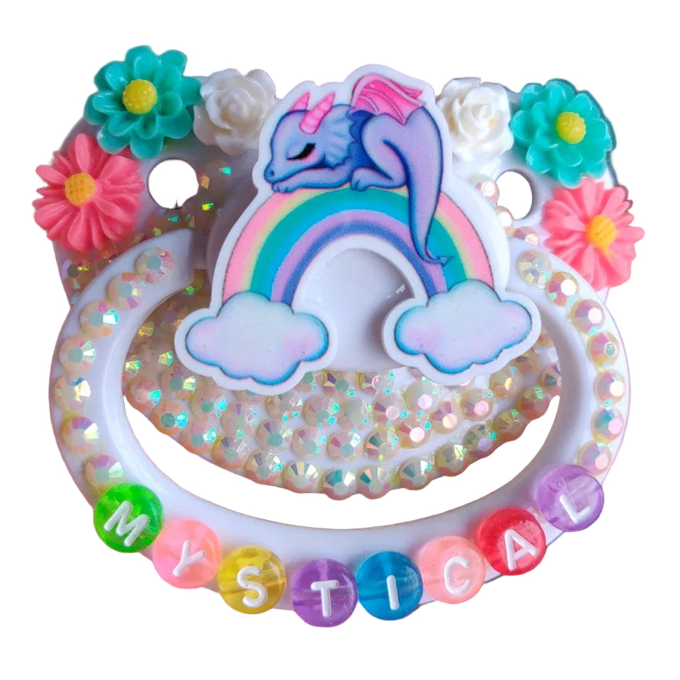 Mystical Dragon Silicone Pacifier: Handmade ABDL Binky with Rainbow Fantasy Vibes