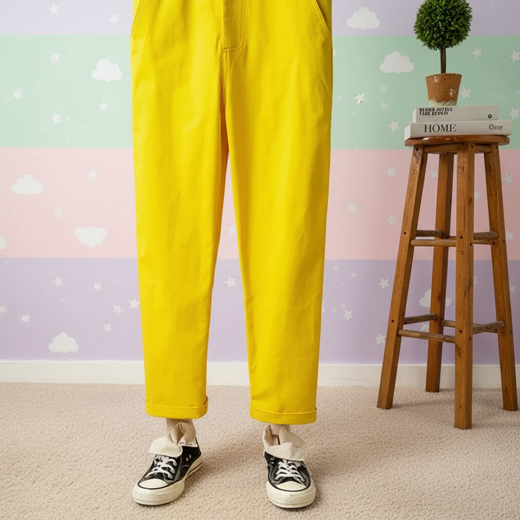 Little Space Sunshine Overalls — Diaper-Friendly ABDL Strap Pants (M–5XL)
