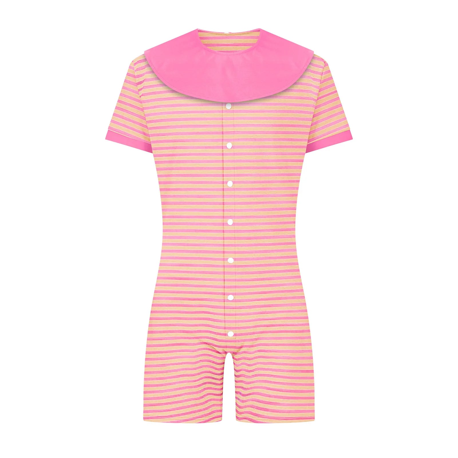 Striped ABDL Bib Bodysuit — Removable Bib, Button Snap Crotch Little Space Onesie (S–XXL)