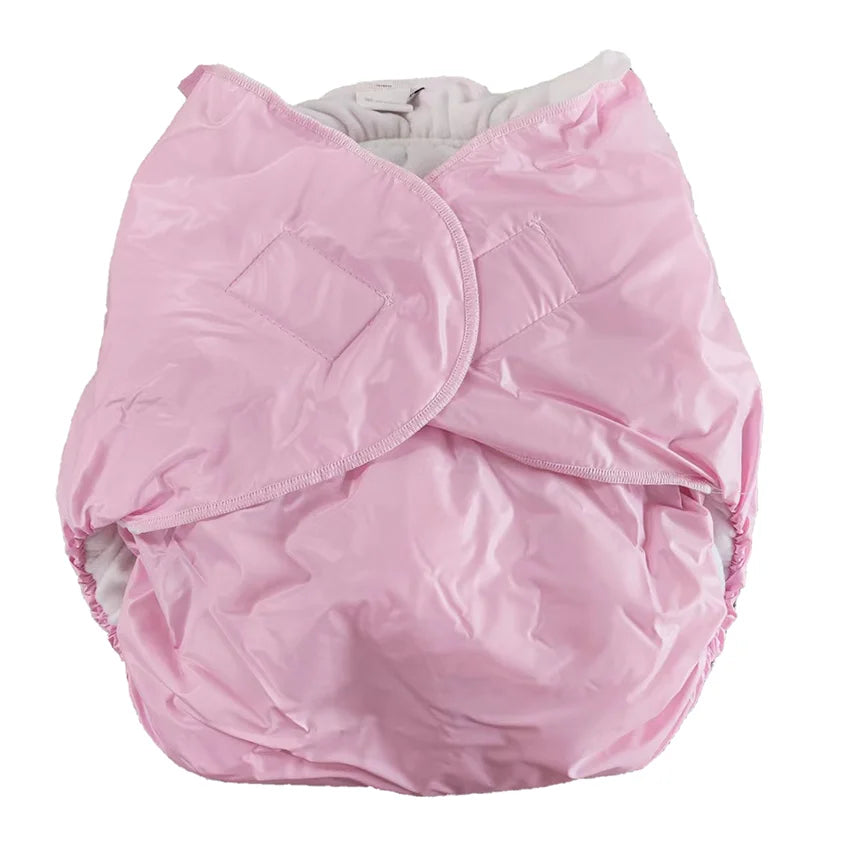 Cute Pink PVC Adult Diaper Cover | Flannel-Lined Nighttime Nappy | 60 Reusable Incontinence Briefs (S-XXL)