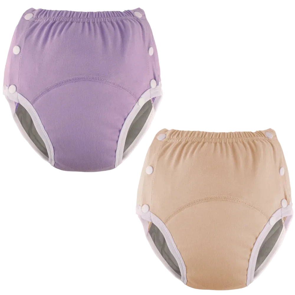 2pcs Reusable Adult Cloth Diaper – Ice Silk Lining, Waterproof TPU, Adjustable Snap Wings | Purple/Black/Grey/Orange ABDL Nappies