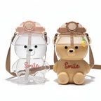 Little Space Cute Bear Water Bottle – 1000ml 2-in-1 Straw Bottle | BPA-Free | 3 Pastel Colors