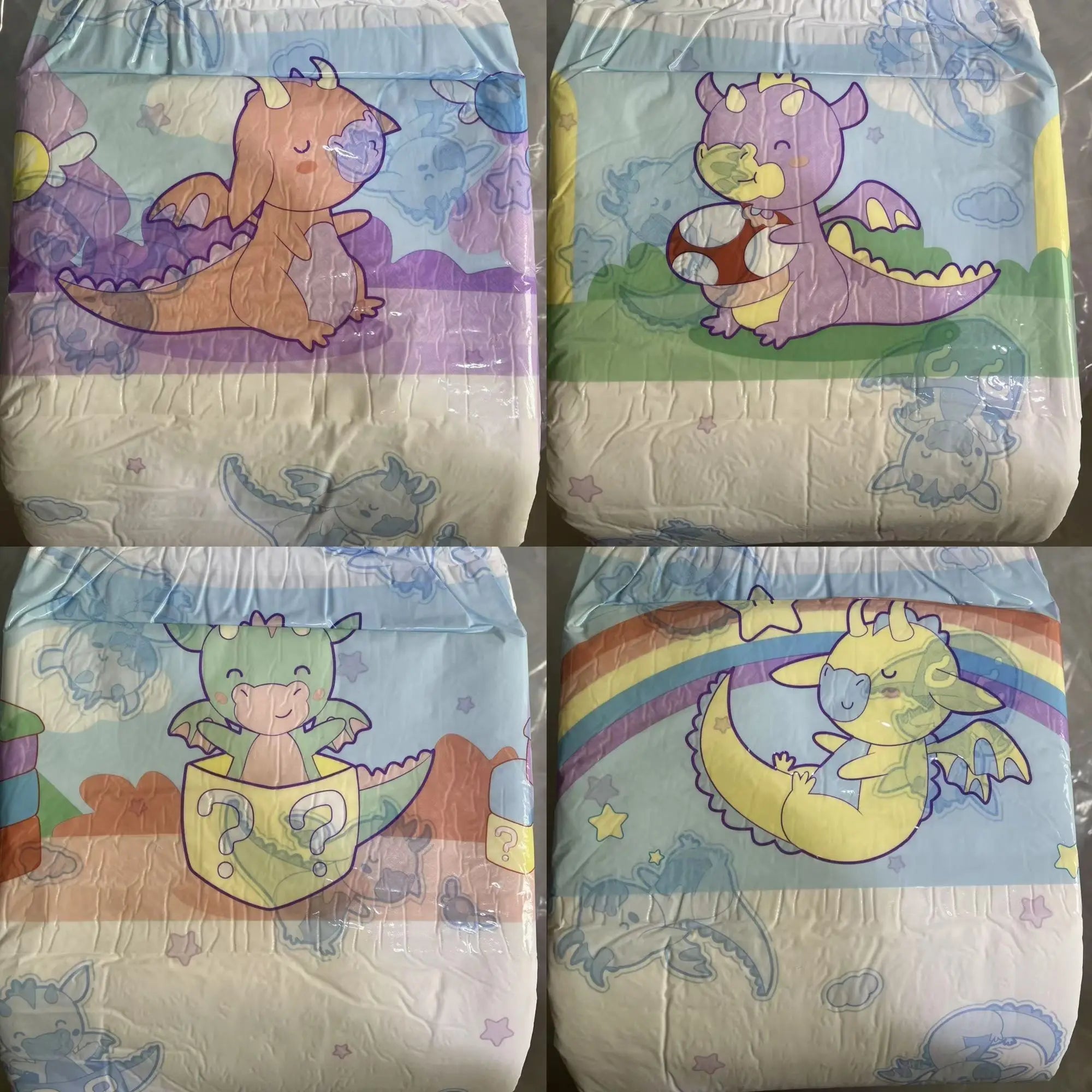 ABDL Cartoon Diapers – Kawaii Little Space Pack of 5 (M/L/XL)