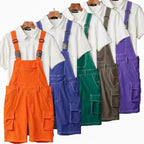 ABDL Bib Overalls – Candy Color Cargo Romper with Adjustable Suspenders (M–XXXL)