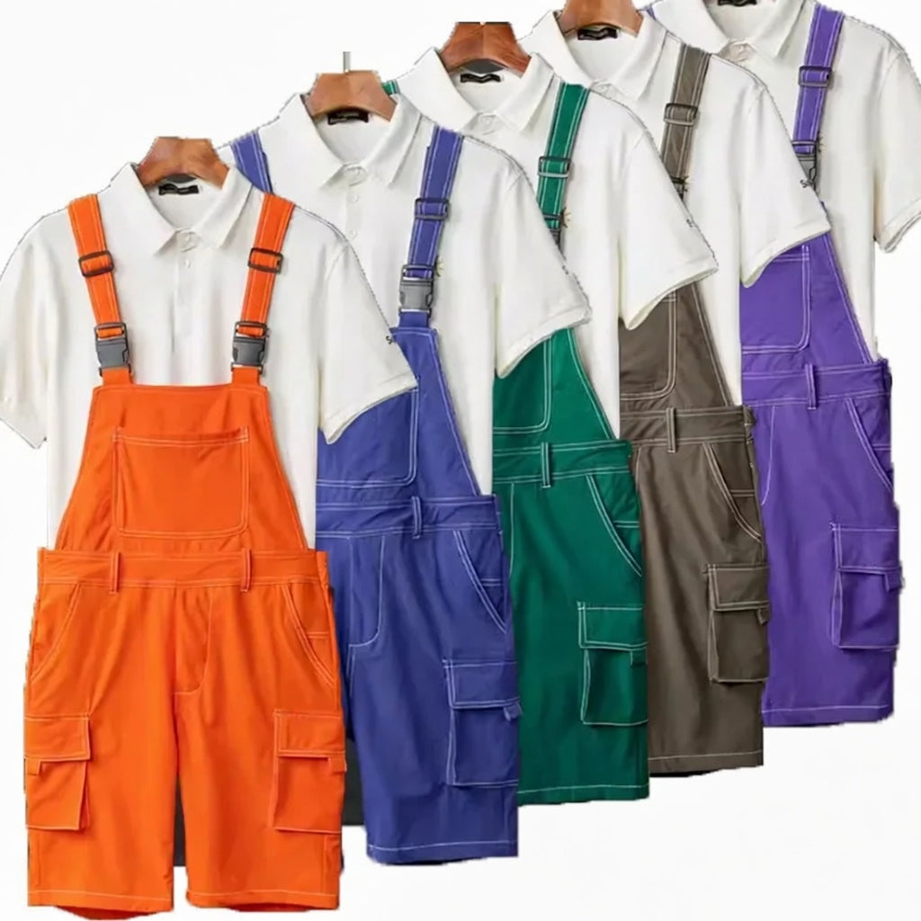 ABDL Bib Overalls – Candy Color Cargo Romper with Adjustable Suspenders (M–XXXL)