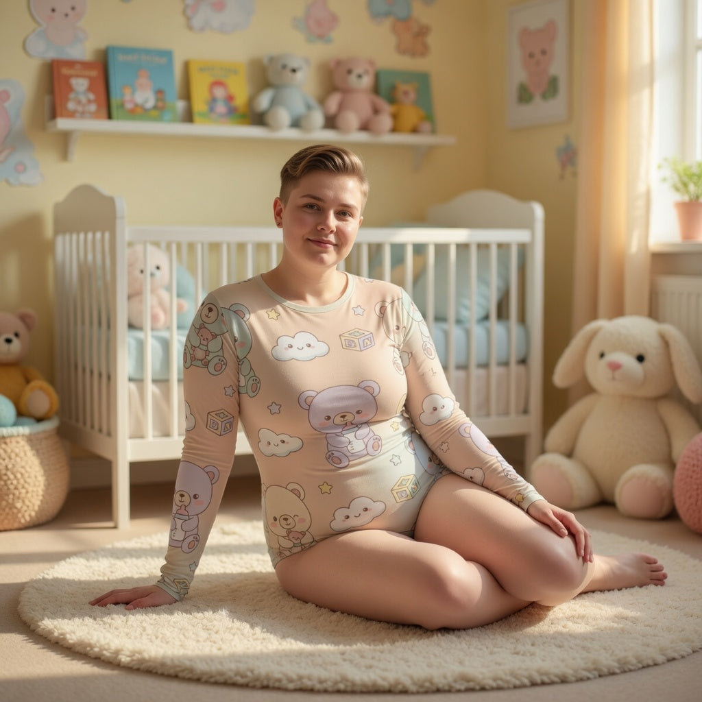 Pastel Baby Bears Little Space Long Sleeve Snap Onesie – Kawaii ABDL
