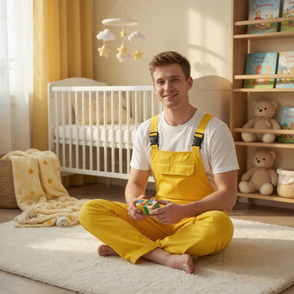 Little Space Sunshine Overalls — Diaper-Friendly ABDL Strap Pants (M–5XL)
