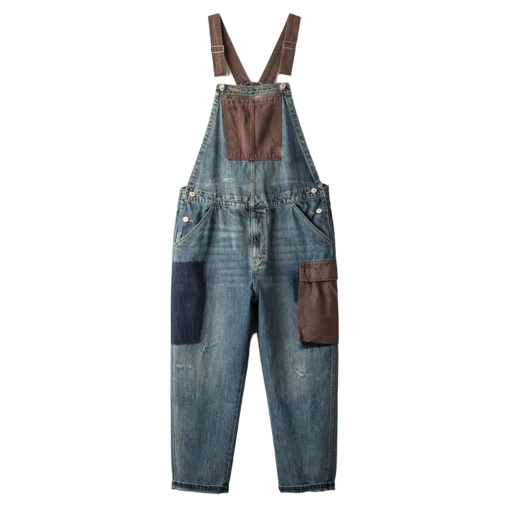 ABDL Patchwork Denim Bib Overalls 🩵