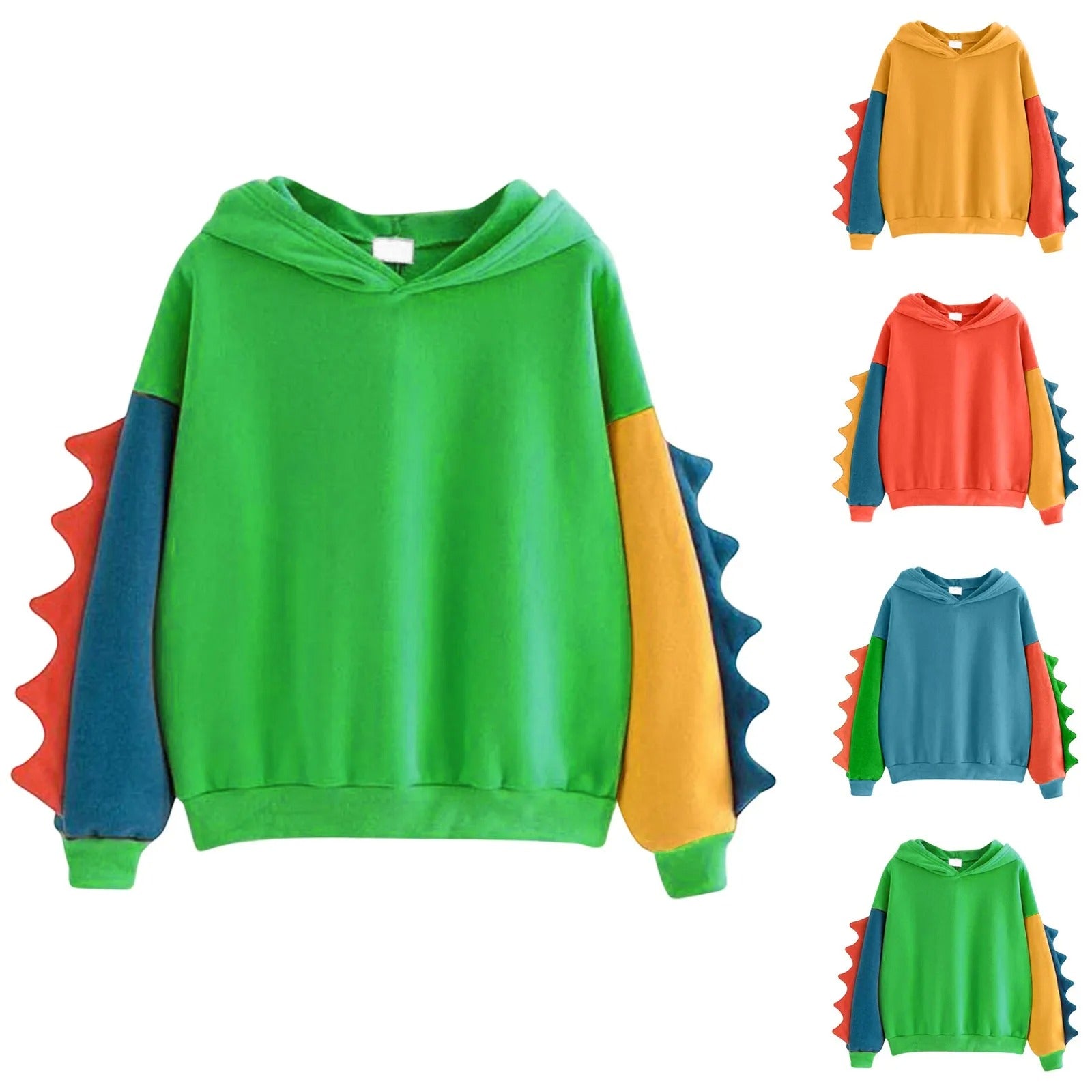 Rawr & Snuggle – Colorblock Dino Hoodie for Diapered Cuties