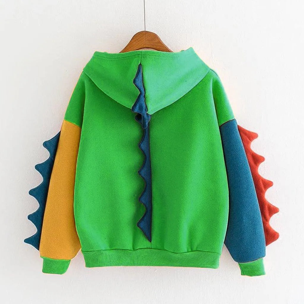 Rawr & Snuggle – Colorblock Dino Hoodie for Diapered Cuties